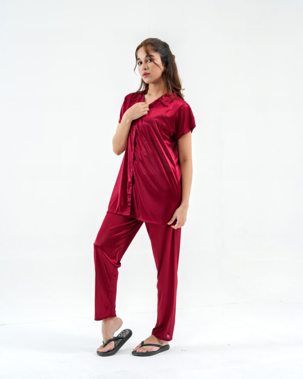 ComfySilk PJ- 2 Pc Set - Wine Red - Image 2