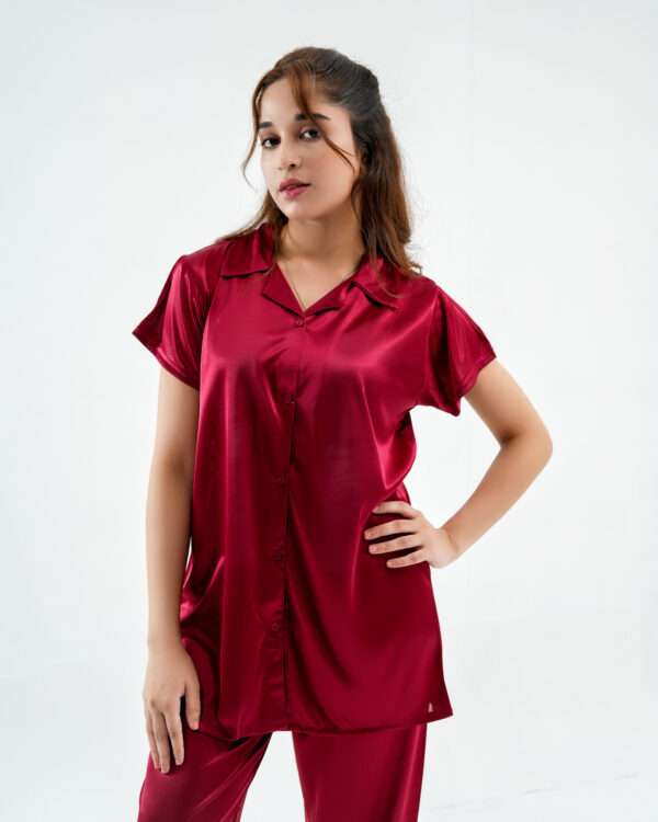 ComfySilk PJ- 2 Pc Set - Wine Red